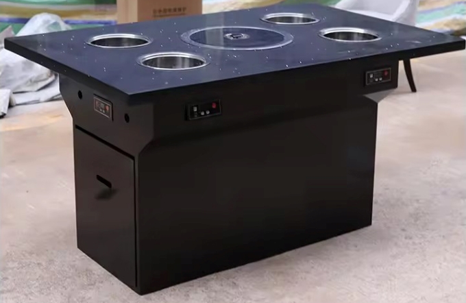 4人位一人一锅大理石烤涮一体火锅餐桌