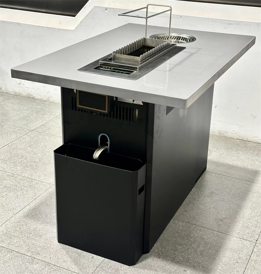 自助火锅烤串店不锈钢无烟火锅烤串一体桌