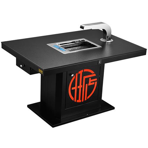 现代中式烤涮一体无烟火锅桌电磁炉餐桌自助烧烤桌