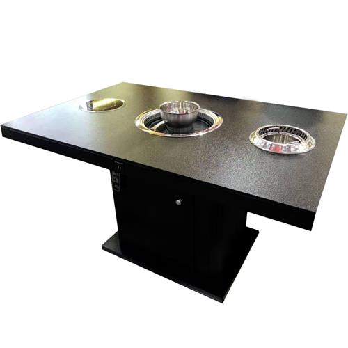 6人位火烧石自助无烟火锅烧烤一体餐桌_烤肉餐桌