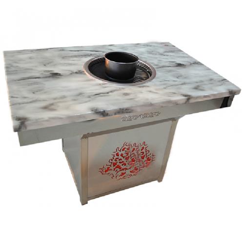 大理石台面火锅涮烤一体桌_无烟自助烧烤火锅一体桌