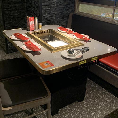 烤涮一体无烟火锅餐桌_自助火锅烤肉一体桌