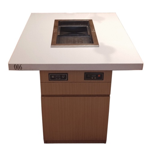 无烟烤涮一体自助桌_涮烤一体火锅桌厂家