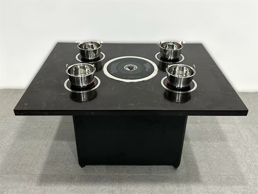 商用无烟大理石烤涮一体桌|一人一锅自助火锅桌