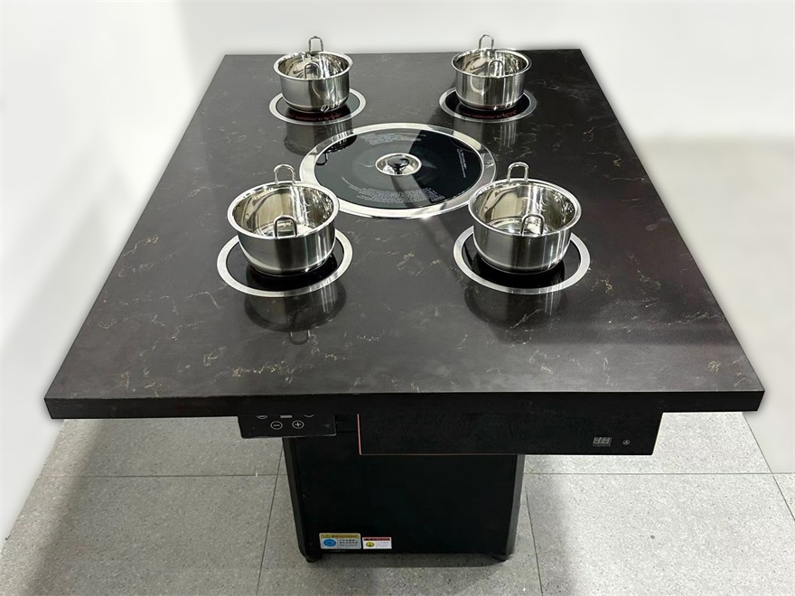 商用无烟大理石烤涮一体桌|一人一锅自助火锅桌