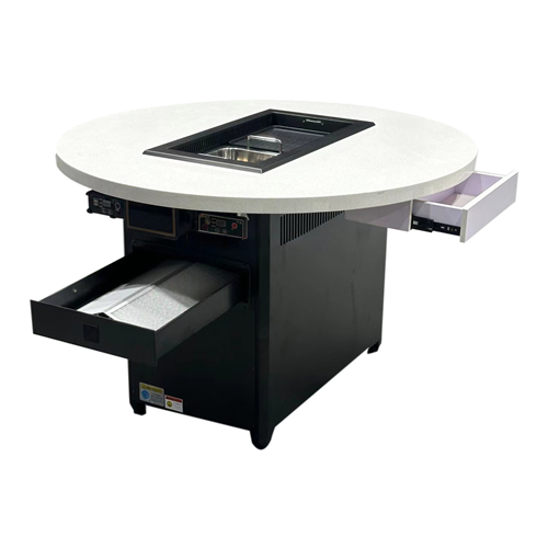 自助火锅烤肉店圆形无烟自净化烤涮一体桌