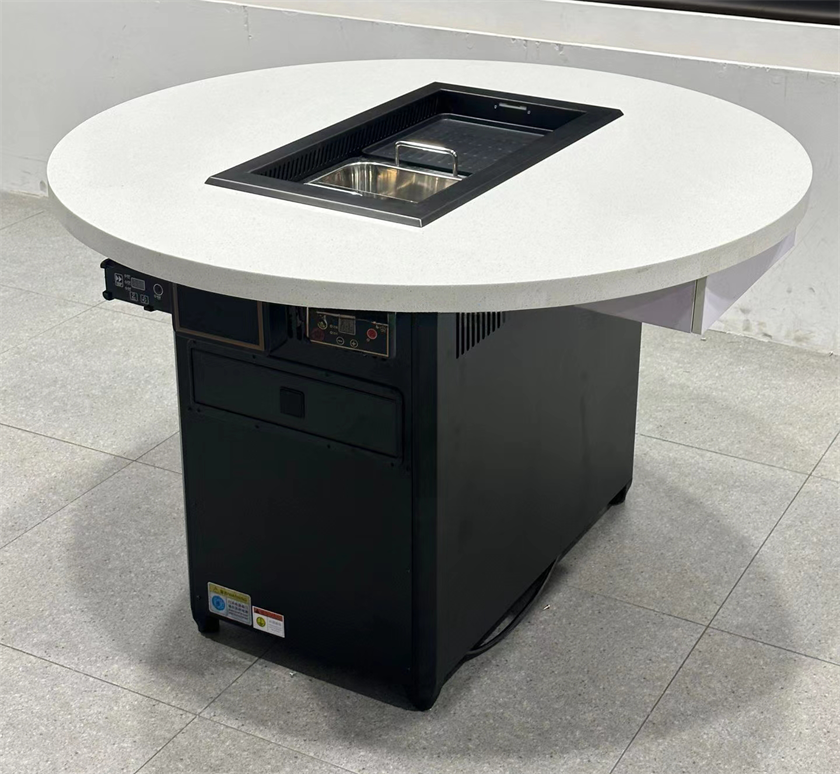 自助火锅烤肉店圆形无烟自净化烤涮一体桌