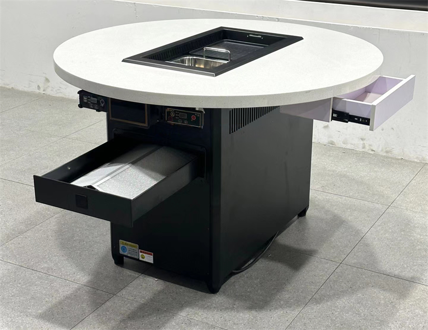 自助火锅烤肉店圆形无烟自净化烤涮一体桌