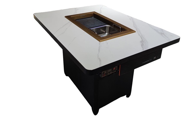 大理石无烟净化火锅烤肉一体桌_无烟烤涮一体火锅餐桌