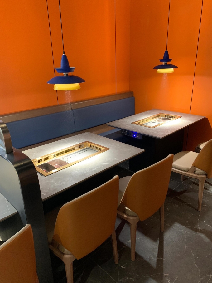 自助火锅烤肉店的智能无烟净化烤涮一体桌