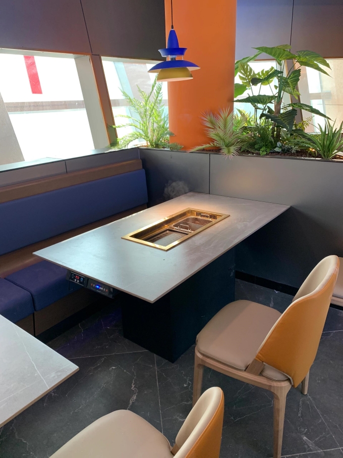 自助火锅烤肉店的智能无烟净化烤涮一体桌