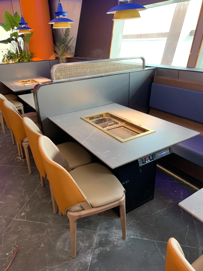 自助火锅烤肉店的智能无烟净化烤涮一体桌