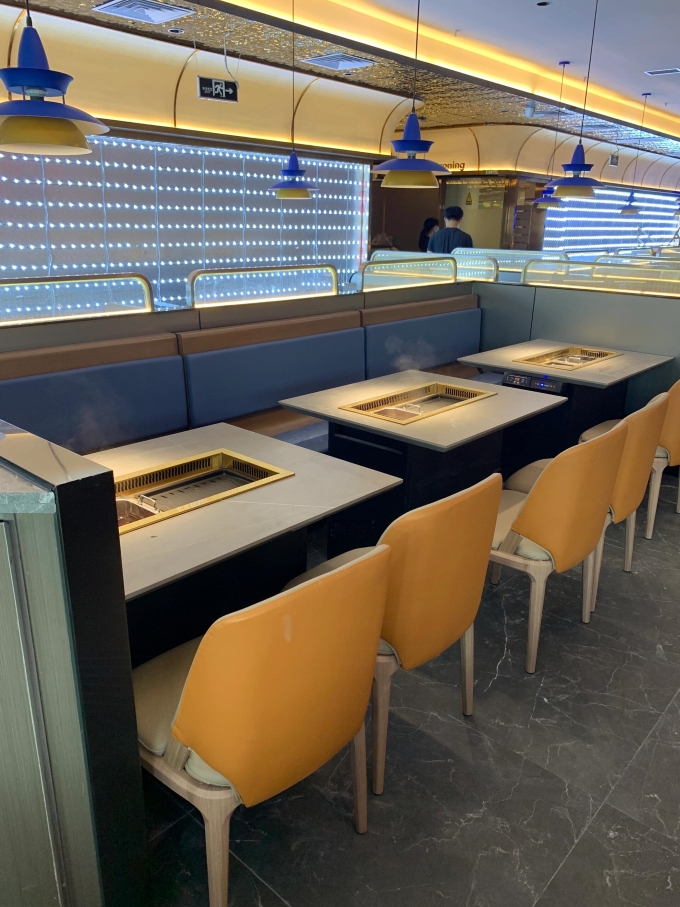 自助火锅烤肉店的智能无烟净化烤涮一体桌