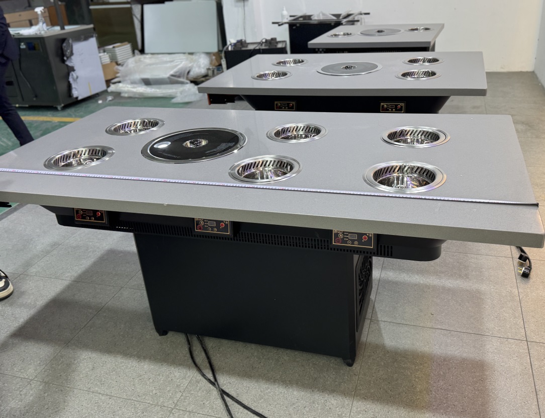 6人位火锅烧烤自助餐厅无烟净化烤涮一体桌