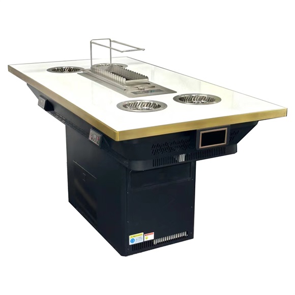 自助火锅烤串餐厅无烟净化小火锅+烤串自动翻转一体桌