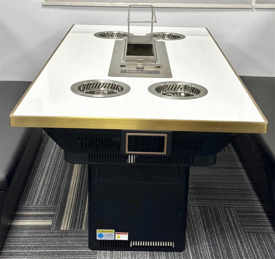 自助火锅烤串餐厅无烟净化小火锅+烤串自动翻转一体桌