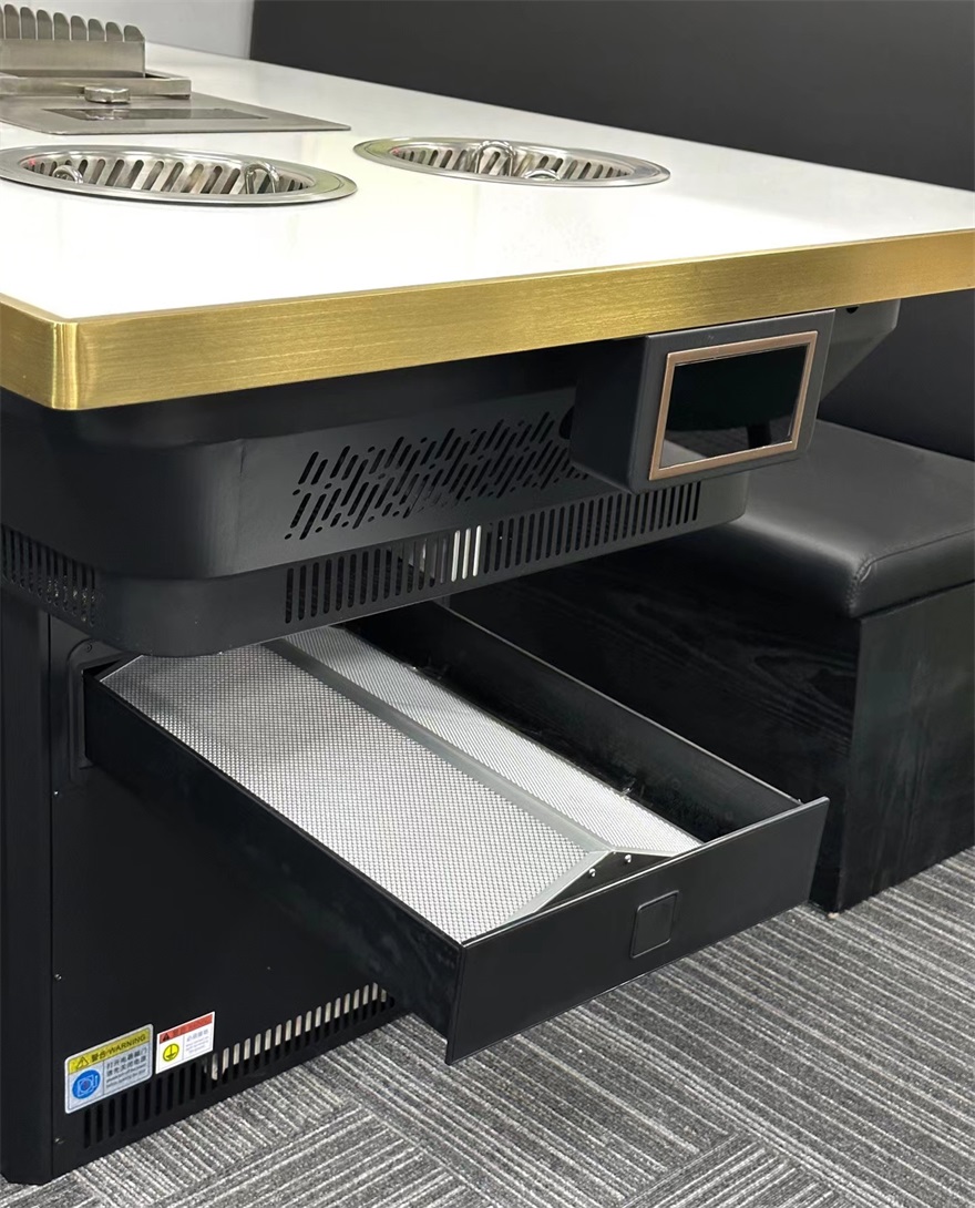 自助火锅烤串餐厅无烟净化小火锅+烤串自动翻转一体桌