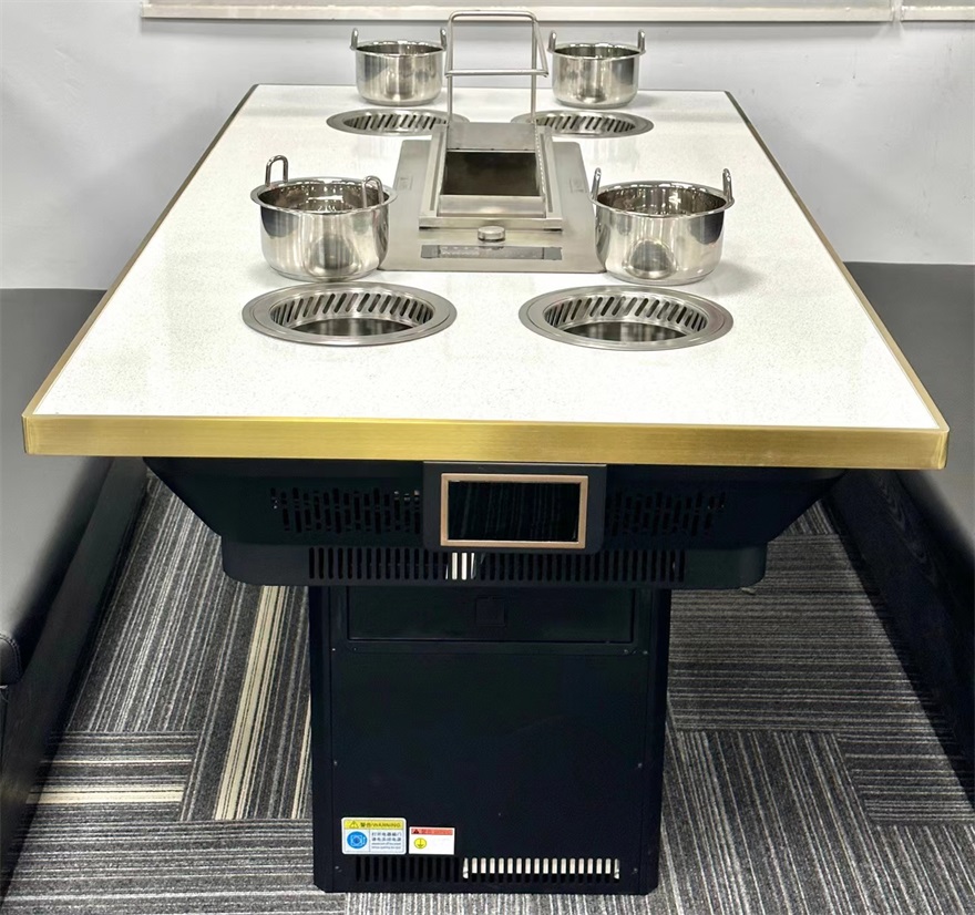 自助火锅烤串餐厅无烟净化小火锅+烤串自动翻转一体桌