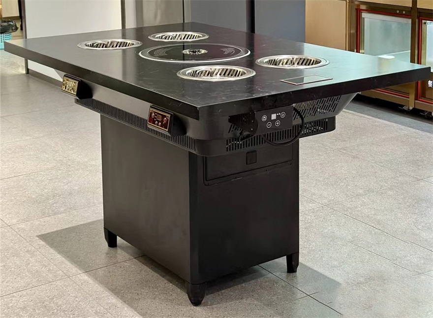高端自助餐厅下排烟火锅烤涮一体桌