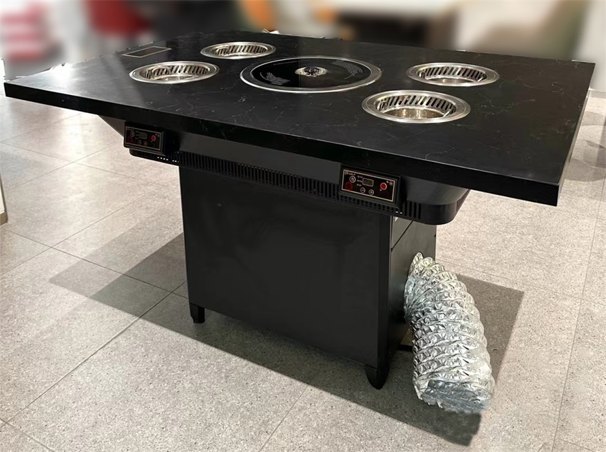 高端自助餐厅下排烟火锅烤涮一体桌