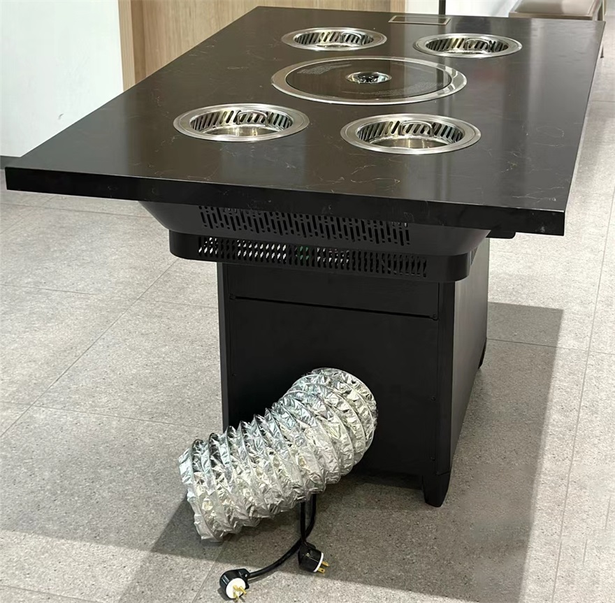 高端自助餐厅下排烟火锅烤涮一体桌