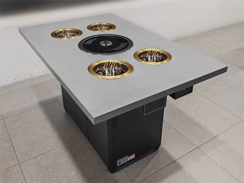 火锅烤肉自助餐4人位无烟自烟净化火锅烤肉一体桌