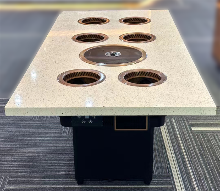 高端自助餐厅6人位一人一锅小火锅无烟烤涮一体桌