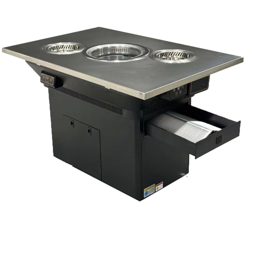 自助餐厅不锈钢无烟自净化火锅烤涮一体桌