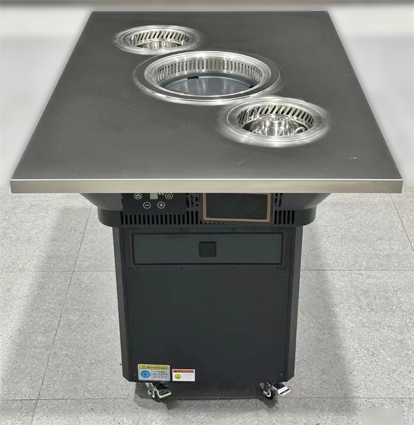 自助餐厅不锈钢无烟自净化火锅烤涮一体桌