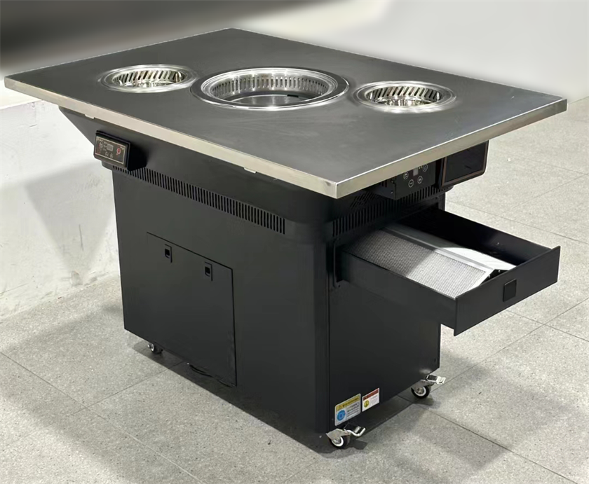 自助餐厅不锈钢无烟自净化火锅烤涮一体桌
