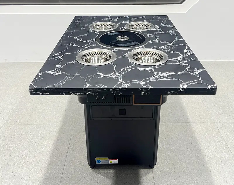 韩式自助烤涮一体桌|无烟大理石桌面|一人一锅设计