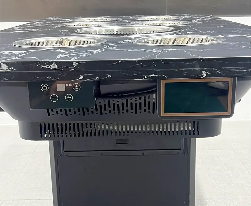 韩式自助烤涮一体桌|无烟大理石桌面|一人一锅设计