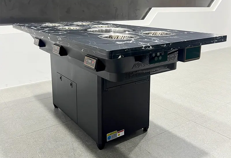 韩式自助烤涮一体桌|无烟大理石桌面|一人一锅设计