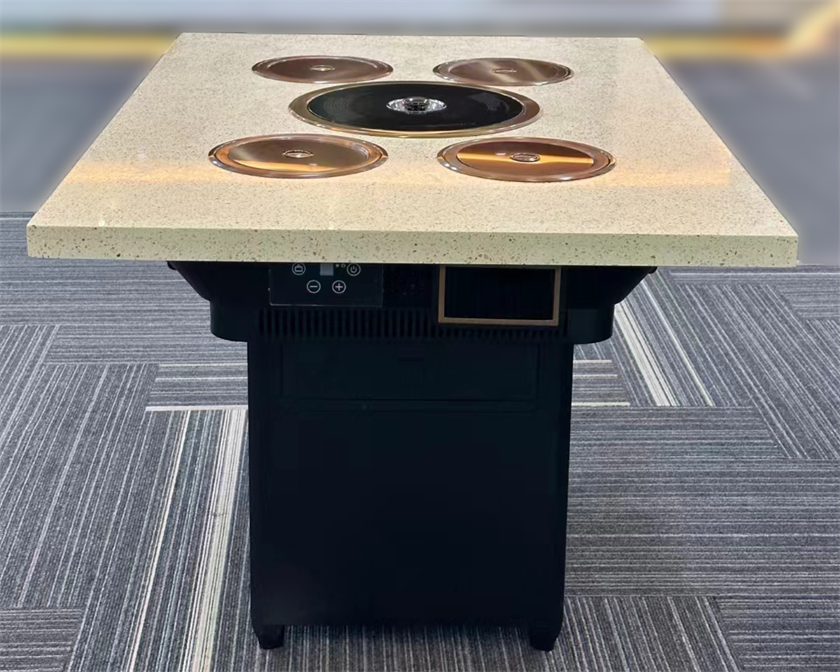 韩式无烟净化大理石电磁炉自助火锅烧烤一体桌