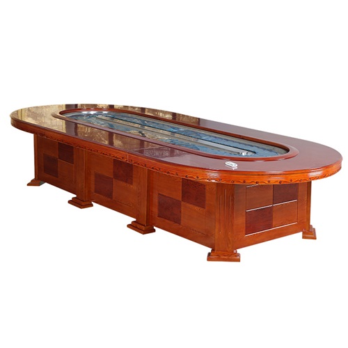 回转中餐厅古典实木椭圆回转电动餐桌