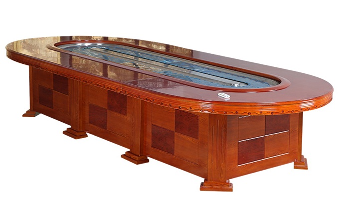 回转中餐厅古典实木椭圆回转电动餐桌