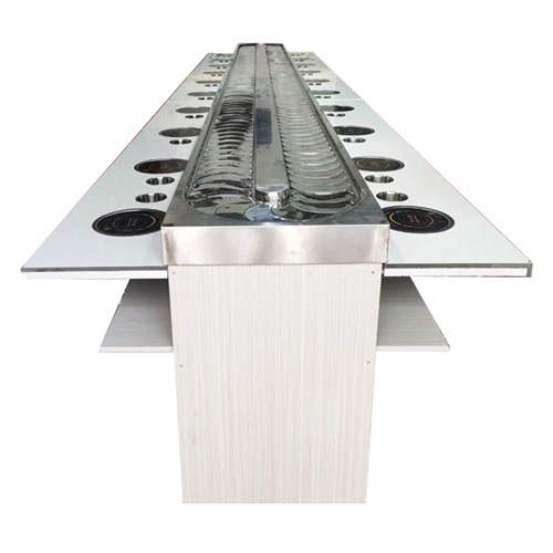 回转寿司店简约长条一体式不锈钢自助餐台