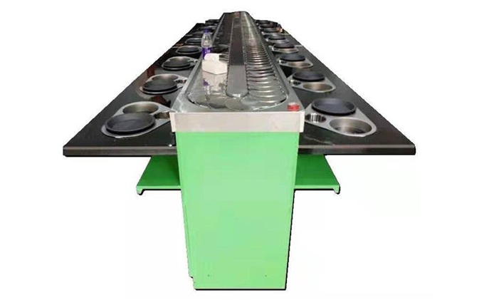 回转火锅店长方形自动旋转火锅桌