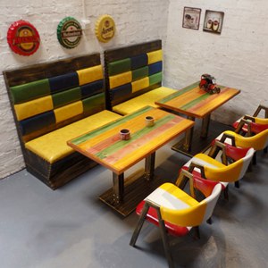 美式主题餐厅沙发 仿古铁艺铆钉包边沙发 皮艺沙发尺寸定做