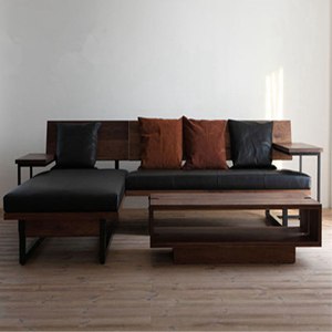 LOFT工业复古风沙发 进口铁艺实木沙发 咖啡馆/接待室抱枕沙发