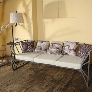 铸铁脚布艺沙发 复古做旧家具 咖啡馆/私人影院专用沙发 低价