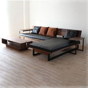 餐厅多人位沙发 工业风家具软包沙发 做旧实木架沙发 定做