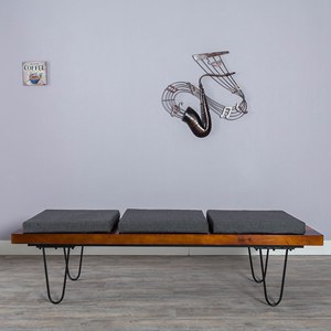 复古风格餐厅沙发 三人位铁脚简易软包沙发 清吧loft家具沙发