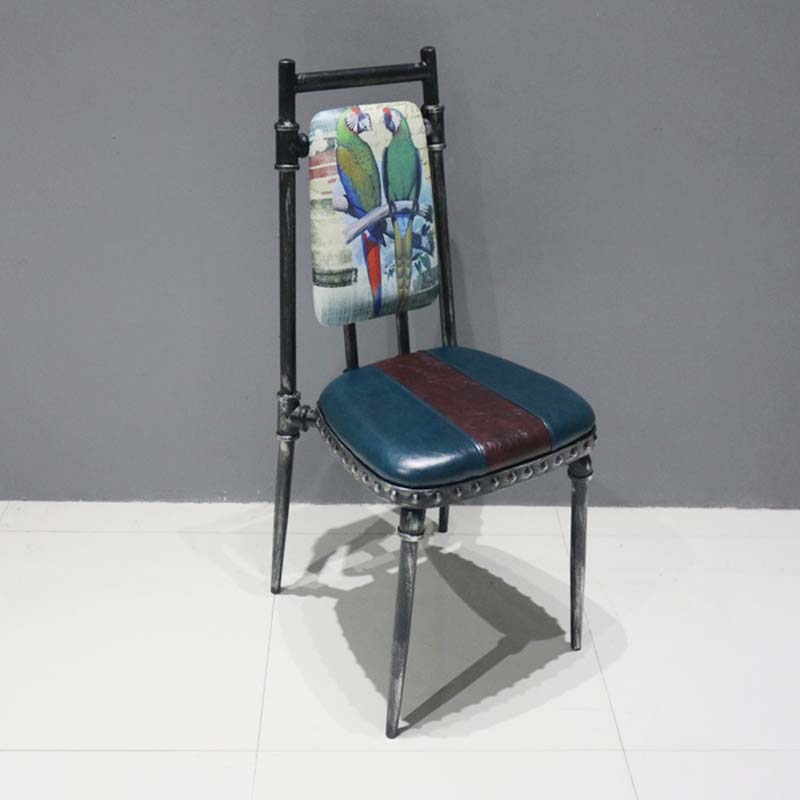 铁艺美式餐椅家具 复古风格软包餐椅 酒店铁艺做旧桌椅