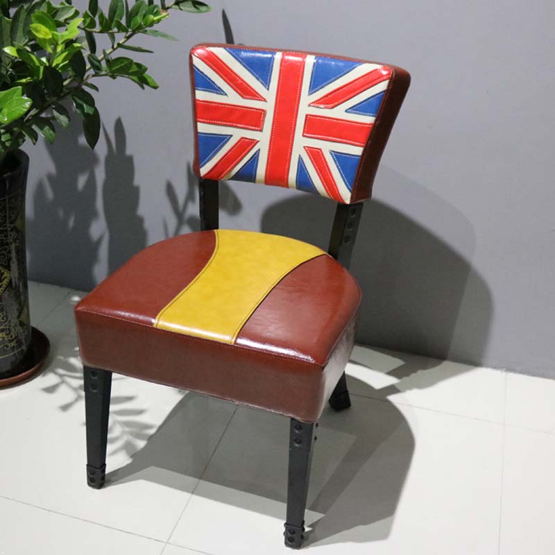 美式复古做旧餐椅 主题餐厅拼接皮艺椅 火锅城/牛排馆休闲椅