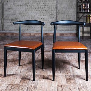 牛角靠背软包餐椅定做 西餐厅/火锅城铁艺椅 美式餐厅椅