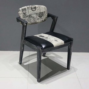 西餐厅/咖啡厅餐椅 LOFT复古做旧家具 图鸦皮艺软包椅 定制