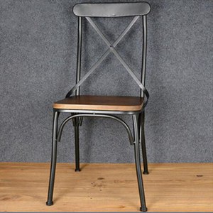 美式工业风桌椅低格定做 铁艺交叉背餐椅 火锅城休闲椅