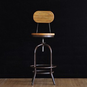 餐厅美式家具定做 高脚升降式吧椅 清吧休闲靠背椅