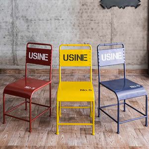 简易风餐厅铁艺餐椅 lofte家具 咖啡厅/甜品店美式主题靠背椅 